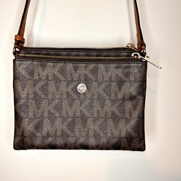 Michael Kors Fulton Crossbody double zip PVC Leather - Picture 4 of 12